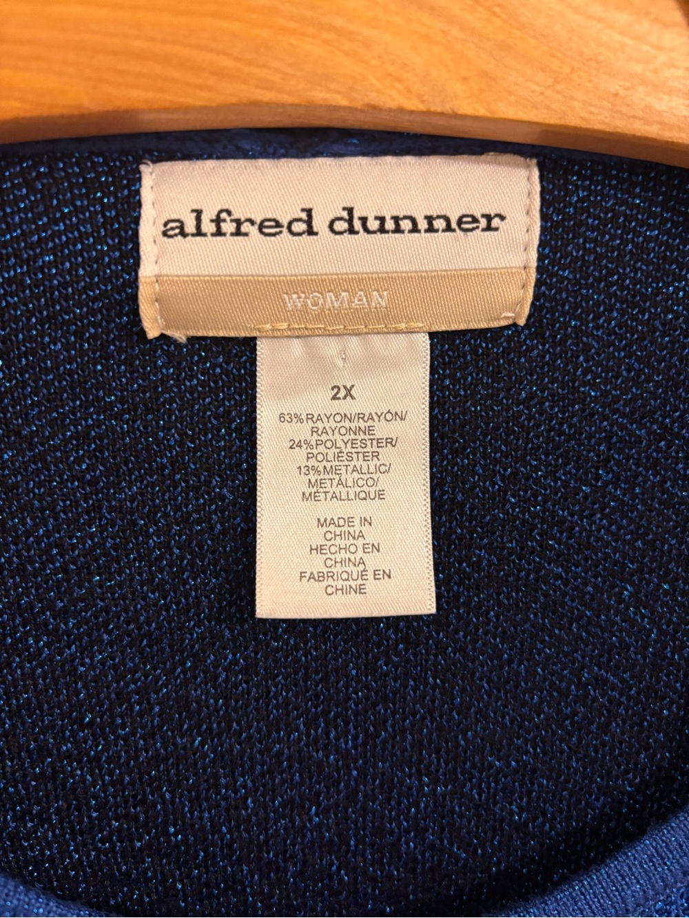 Alfred Dunner Blue metallic 2-piece look sweater - Picture 3 of 7